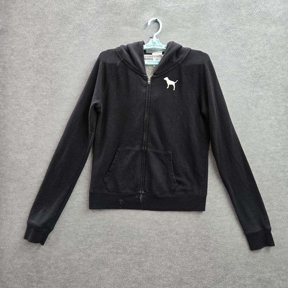 Victoria's Secret PINK Women Sweatshirt M Black Graphic Print LOVE Logo